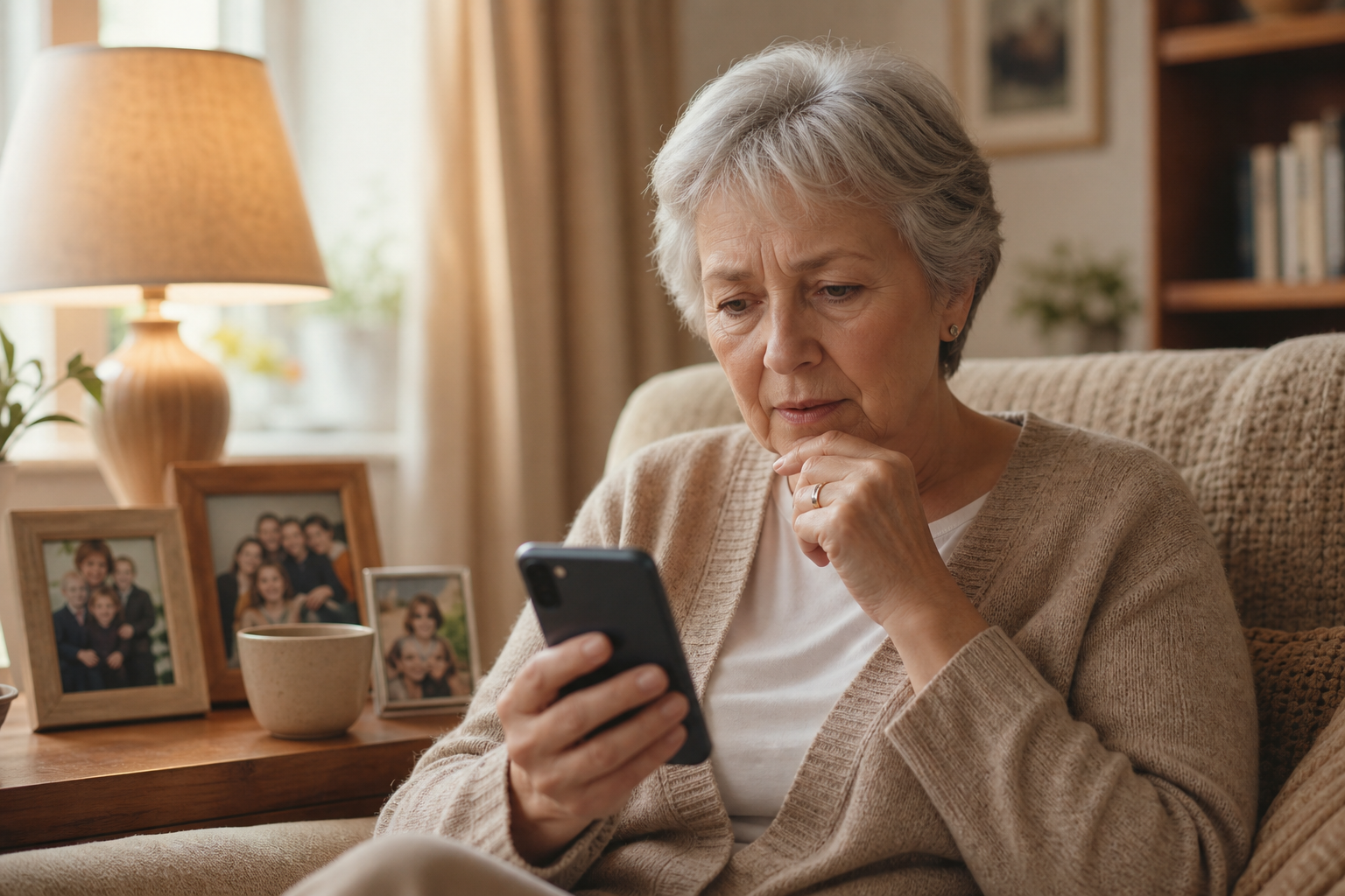 Family impersonation scam awareness — checking a suspicious urgent message